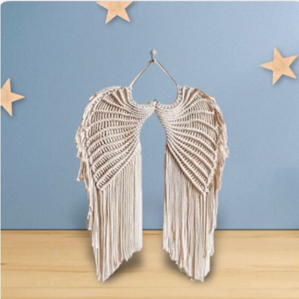 Angel Wings Boho Macramé Wall Hanging, Small - Picture 3 of 12